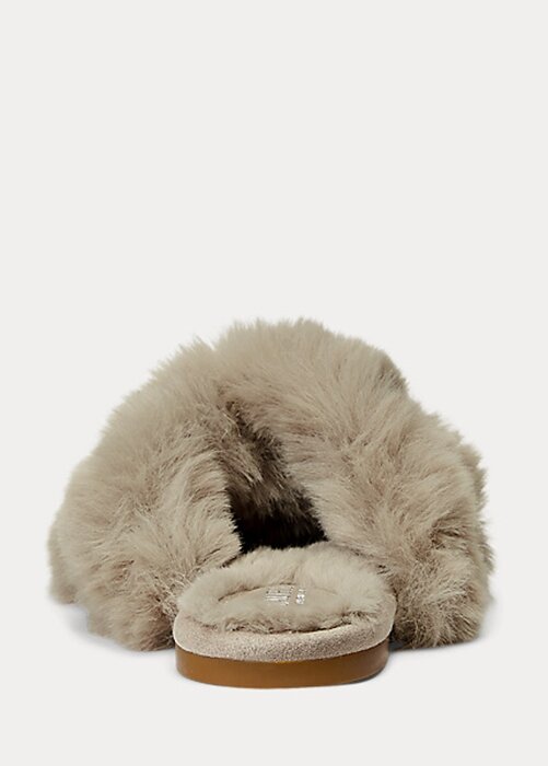 Grey Women’s Ralph Lauren Sydni Faux-Fur Flat Shoes Grey Women’s Ralph Lauren Sydni Faux-Fur Flat Shoes