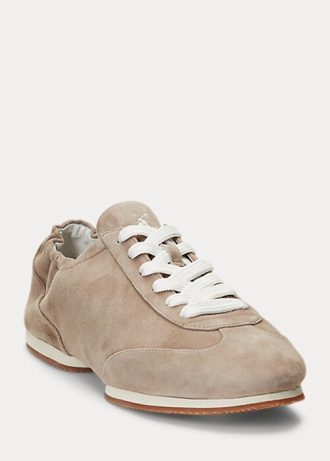 Grey Women’s Ralph Lauren The Suede Pony Ballerina Sneakers