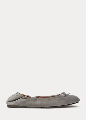 Grey Women’s Ralph Lauren The Suede Pony Ballet Flat Shoes