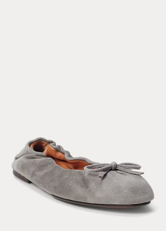 Grey Women’s Ralph Lauren The Suede Pony Ballet Flat Shoes