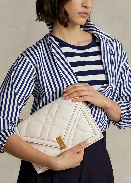 Ivory Women’s Ralph Lauren Polo ID Quilted Leather Envelope Crossbody Bags Ivory Women’s Ralph Lauren Polo ID Quilted Leather Envelope Crossbody Bags