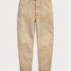 Khaki Men’s Ralph Lauren Pleated Baggy Fit Canvas  Pants