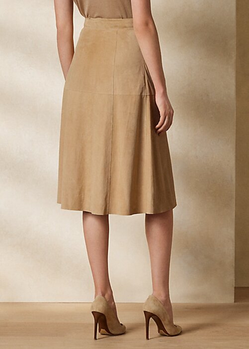 Khaki Women’s Ralph Lauren Aryiana Lamb-Suede Skirts Khaki Women’s Ralph Lauren Aryiana Lamb-Suede Skirts