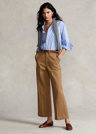 Khaki Women’s Ralph Lauren Chino Wide-Leg Pants