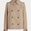 Khaki Women’s Ralph Lauren Double-Breasted Monogram Jacquard Coats