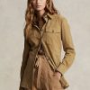 Khaki Women’s Ralph Lauren Lambskin Suede Surplus Shirts Khaki Women’s Ralph Lauren Lambskin Suede Surplus Shirts