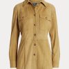 Khaki Women’s Ralph Lauren Lambskin Suede Surplus Shirts Khaki Women’s Ralph Lauren Lambskin Suede Surplus Shirts