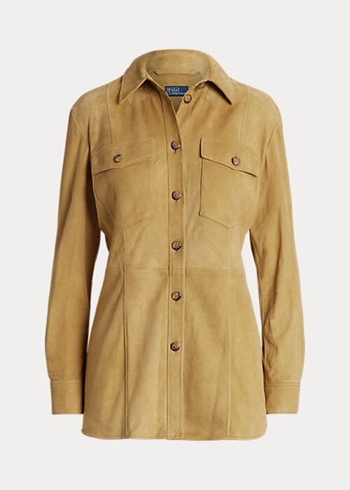 Khaki Women’s Ralph Lauren Lambskin Suede Surplus Shirts Khaki Women’s Ralph Lauren Lambskin Suede Surplus Shirts