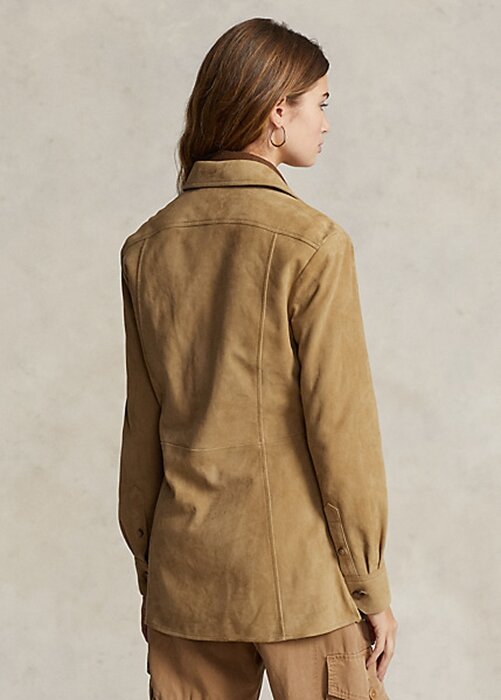 Khaki Women’s Ralph Lauren Lambskin Suede Surplus Shirts Khaki Women’s Ralph Lauren Lambskin Suede Surplus Shirts
