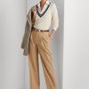 Khaki Women’s Ralph Lauren Pleated Wool-blend Twill  Pants