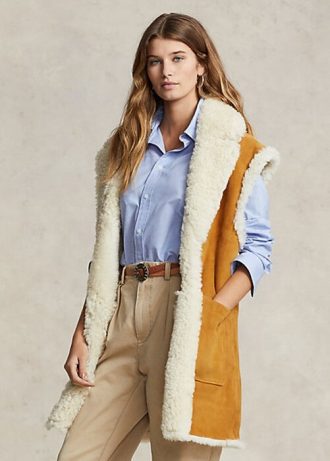 Khaki Women’s Ralph Lauren Reversible Shearling Vest