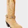 Khaki Women’s Ralph Lauren Studded Calf-Suede Western Boots