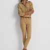 Khaki Women’s Ralph Lauren Suede High-Rise Skinny Ankle Pants