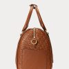 Lauren Tan/Buff Women’s Ralph Lauren Debossed Leather Medium Kaden Satchel Bags