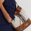 Lauren Tan/ Navy Stripe Women’s Ralph Lauren Canvas Large Andie Handbag Lauren Tan/ Navy Stripe Women’s Ralph Lauren Canvas Large Andie Handbag