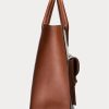Lauren Tan/Navy Women’s Ralph Lauren Canvas Large Symone Tote Bags