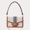 Lauren Tan /Navy Women’s Ralph Lauren Striped Canvas Medium Handbag