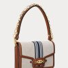 Lauren Tan /Navy Women’s Ralph Lauren Striped Canvas Medium Handbag