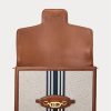 Lauren Tan /Navy Women’s Ralph Lauren Striped Canvas Medium Handbag