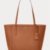 Lauren Tan Women’s Ralph Lauren Crosshatch Leather Medium Clare Tote Bags Lauren Tan Women’s Ralph Lauren Crosshatch Leather Medium Clare Tote Bags