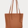 Lauren Tan Women’s Ralph Lauren Crosshatch Leather Medium Clare Tote Bags Lauren Tan Women’s Ralph Lauren Crosshatch Leather Medium Clare Tote Bags