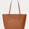 Lauren Tan Women’s Ralph Lauren Crosshatch Leather Medium Clare Tote Bags Lauren Tan Women’s Ralph Lauren Crosshatch Leather Medium Clare Tote Bags