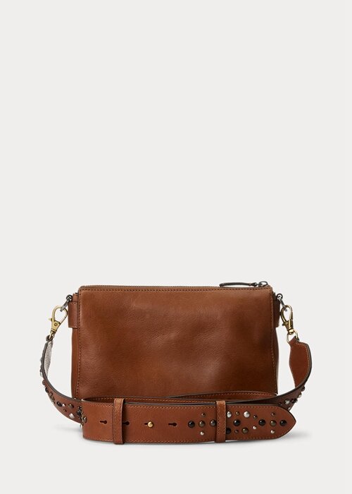 Lauren Tan Women’s Ralph Lauren Studded Leather Medium Noa Crossbody Bags Lauren Tan Women’s Ralph Lauren Studded Leather Medium Noa Crossbody Bags