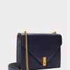 Midnight Navy Women’s Ralph Lauren Polo ID Leather Envelope Chain Crossbody Bags