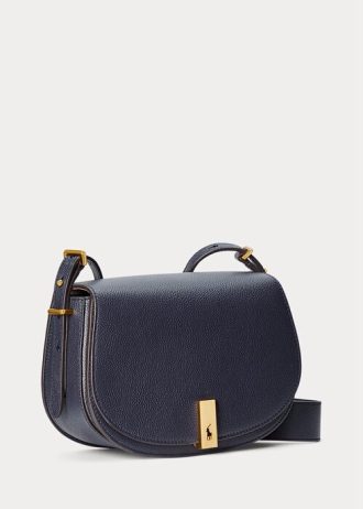Midnight Navy Women’s Ralph Lauren Polo ID Leather Saddle Bags