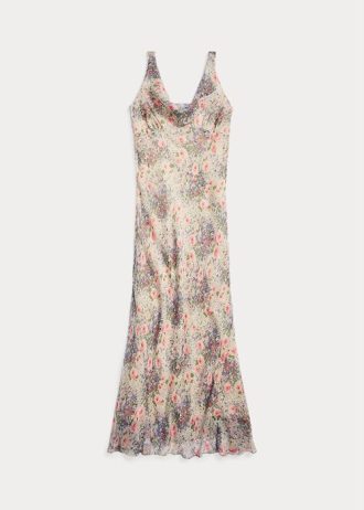 Multicolor / Brown Women’s Ralph Lauren Floral Crinkled Silk Chiffon Dress