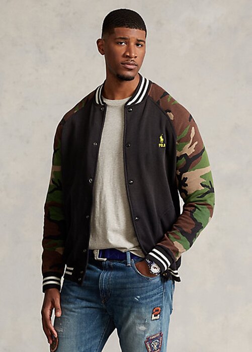 Multicolor Men’s Ralph Lauren Camo-Sleeve Fleece Baseball Jackets Multicolor Men’s Ralph Lauren Camo-Sleeve Fleece Baseball Jackets