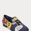 Navy Multicolor Men’s Ralph Lauren Paxton Logo-Patch Canvas Dress Shoes