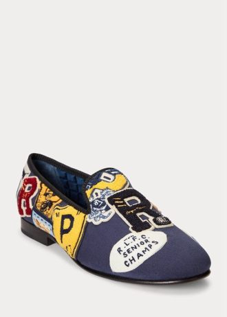 Multicolor Men’s Ralph Lauren Paxton Logo-Patch Canvas Dress Shoes