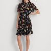 Multicolor Women’s Ralph Lauren Floral Crinkle Georgette Dress