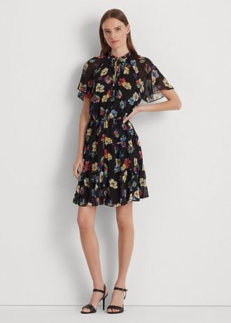Multicolor Women’s Ralph Lauren Floral Crinkle Georgette Dress