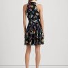 Multicolor Women’s Ralph Lauren Floral Crinkle Georgette Surplice Dress