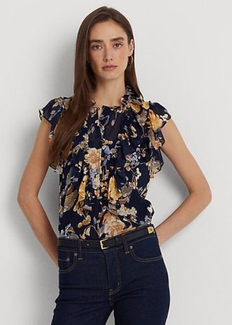 Multicolor Women’s Ralph Lauren Floral Georgette Sleeveless Shirts