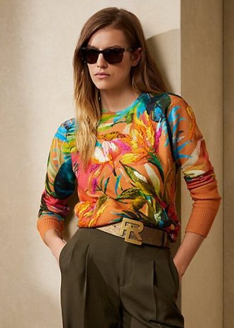 Multicolor Women’s Ralph Lauren Graphic Cashmere Crewneck Sweaters