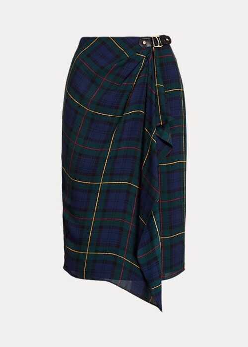 Multicolor Women’s Ralph Lauren Plaid Buckle-Trim Georgette Skirts Multicolor Women’s Ralph Lauren Plaid Buckle-Trim Georgette Skirts