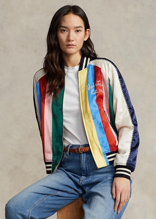 Multicolor Women’s Ralph Lauren Striped Sateen Bomber Jackets Multicolor Women’s Ralph Lauren Striped Sateen Bomber Jackets
