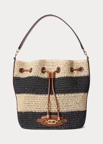 Natural/Black/Lauren Tan Women’s Ralph Lauren Straw Large Andie Handbag