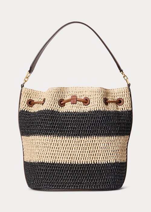 Natural/Black/Lauren Tan Women’s Ralph Lauren Straw Large Andie Handbag Natural/Black/Lauren Tan Women’s Ralph Lauren Straw Large Andie Handbag