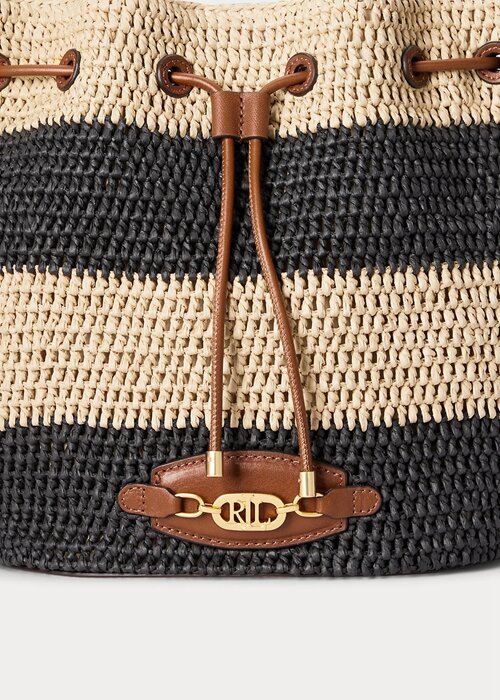 Natural/Black/Lauren Tan Women’s Ralph Lauren Straw Large Andie Handbag Natural/Black/Lauren Tan Women’s Ralph Lauren Straw Large Andie Handbag