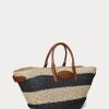 Natural/Black/Lauren Tan Women’s Ralph Lauren Striped Straw Medium Daphney Tote Bags Natural/Black/Lauren Tan Women’s Ralph Lauren Striped Straw Medium Daphney Tote Bags