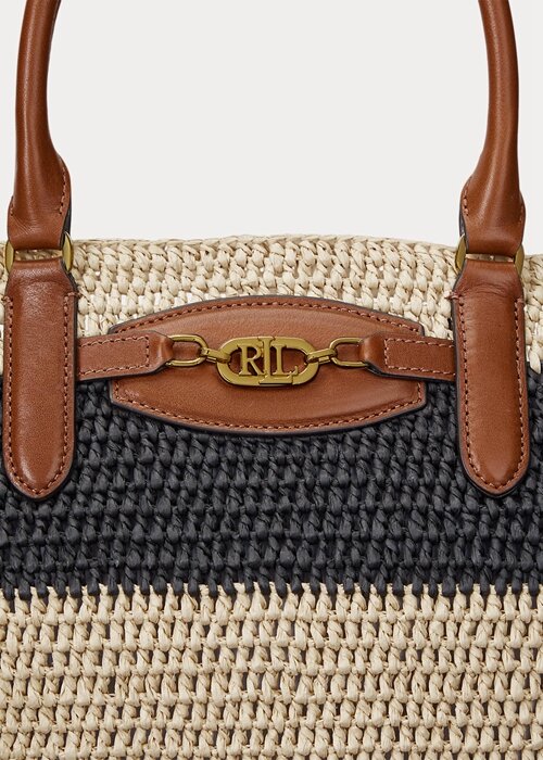 Natural/Black/Lauren Tan Women’s Ralph Lauren Striped Straw Medium Daphney Tote Bags Natural/Black/Lauren Tan Women’s Ralph Lauren Striped Straw Medium Daphney Tote Bags