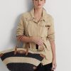 Natural/Black/Lauren Tan Women’s Ralph Lauren Striped Straw Medium Daphney Tote Bags Natural/Black/Lauren Tan Women’s Ralph Lauren Striped Straw Medium Daphney Tote Bags
