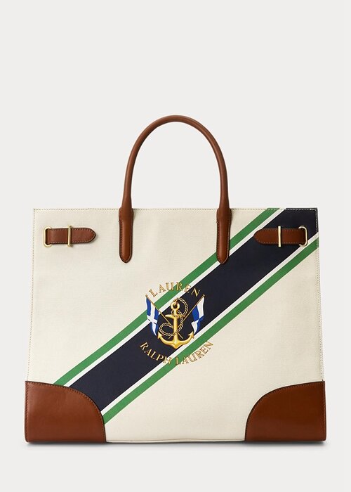 Natural/Graphic Stripe Women’s Ralph Lauren Print Canvas Large Devyn Tote Bags Natural/Graphic Stripe Women’s Ralph Lauren Print Canvas Large Devyn Tote Bags