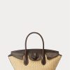 Natural Women’s Ralph Lauren Leather & Straw Medium Bellport Satchel Bags