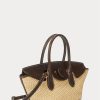Natural Women’s Ralph Lauren Leather & Straw Medium Bellport Satchel Bags