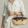 Natural Women’s Ralph Lauren Leather & Straw Medium Bellport Satchel Bags